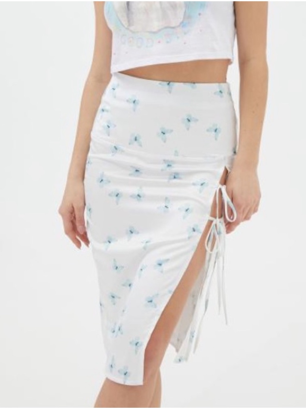 NWT Lioness Midi Butterfly Skirt Front slit w/ ties size XL Urban Outfitters